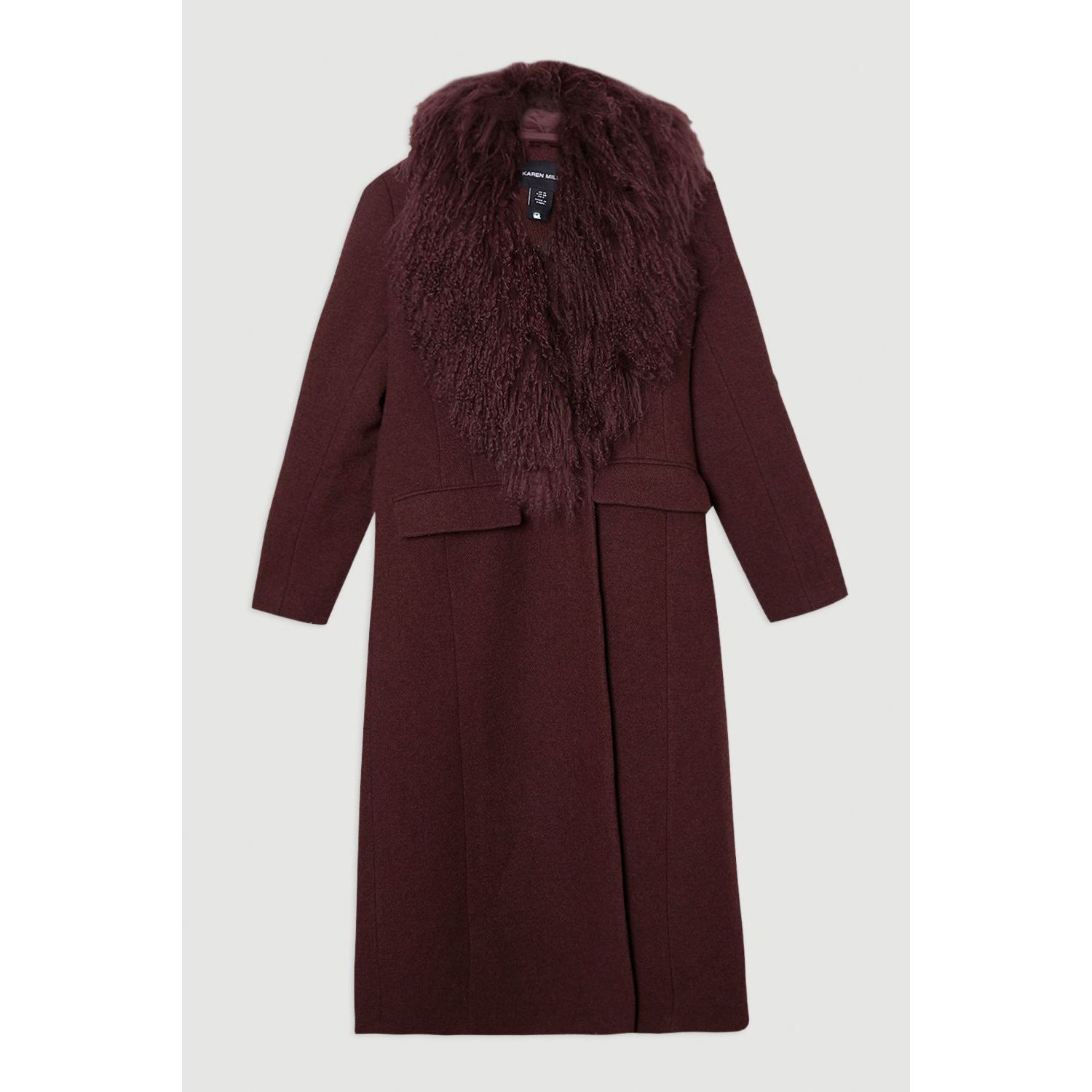 Women's Wool Detachable Collar Midi Coat