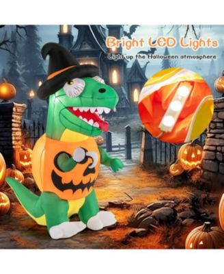 Blow up Inflatable Pumpkin Dinosaur Yard Decoration with Built-in LED Lights