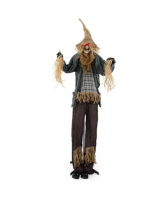 7 ft Halloween Decoration Animated Standing Scarecrow with Light-up Eyes for Hunted Houses