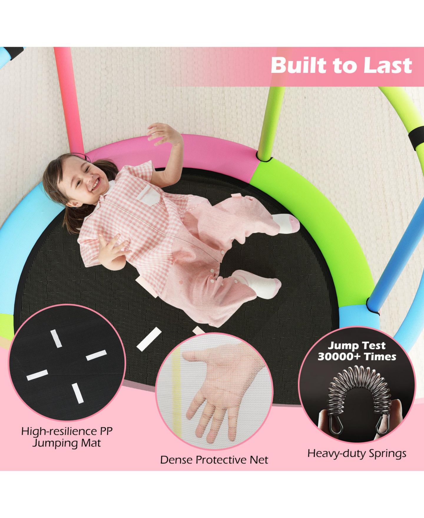 Детская игрушка HONGGE 55-Inch Kids 6-in-1 Trampoline with Safety Net, Ages 3–6, цвет: Colorful — фото 9