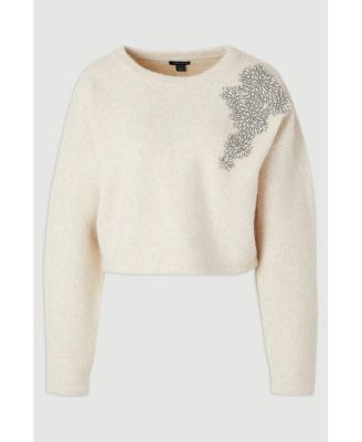Women's Wool Embellished Crew Neck Jumper