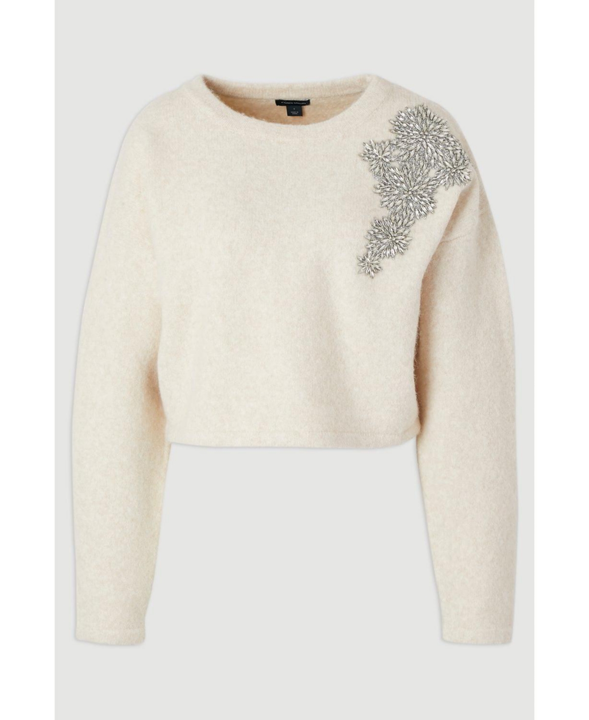 Karen Millen Women's Wool Embellished Crew Neck Jumper