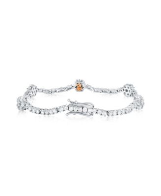 Suzy Levian Sterling Silver Cubic Zirconia Flower Tennis Bracelet