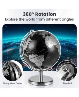 8-Inch Decorative World Globe with Modern Metal Stand