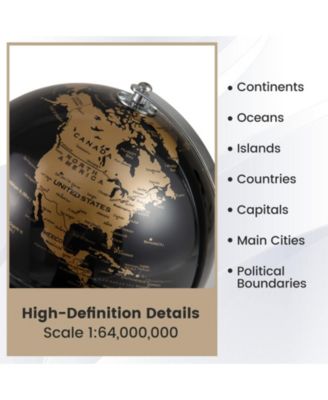 8-Inch Decorative World Globe with Modern Metal Stand