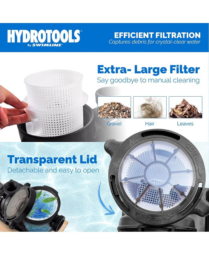 Swimline HydroTools Hydro Flo 1.5 HP 5820 GPH 2 Speed Horizontal Discharge Pump - ONE SIZE