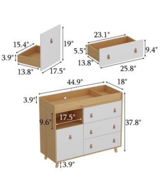 Diaper table with three drawers, baby changing station with multiple storage compartments