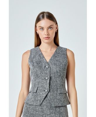 Women's Multi Tweed Buttoned Vest