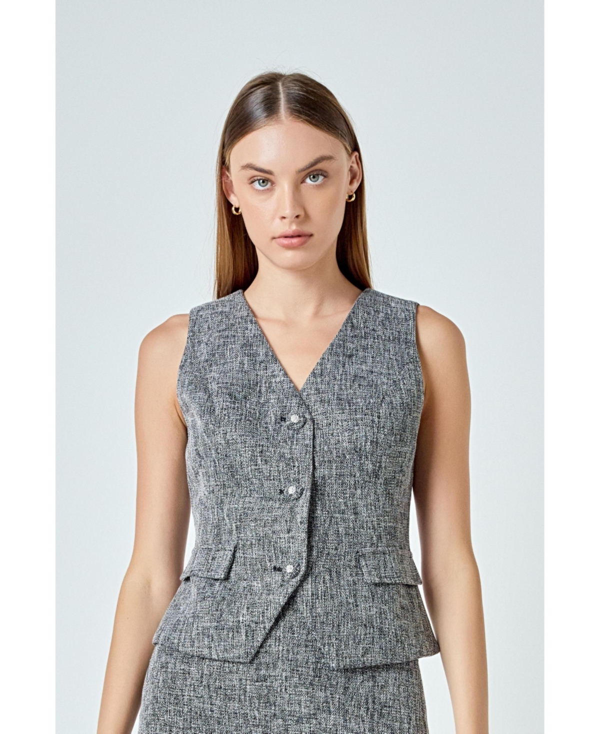 endless rose Women's Multi Tweed Buttoned Vest
