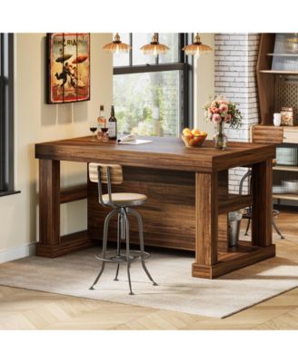 Kitchen Island with 3 Shelves, 55 Inches Width Kitchen Shelf with Large Worktop