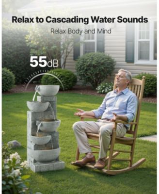 Outdoor 5-Tier Bowl-Shaped Water Fountain for Garden or Patio