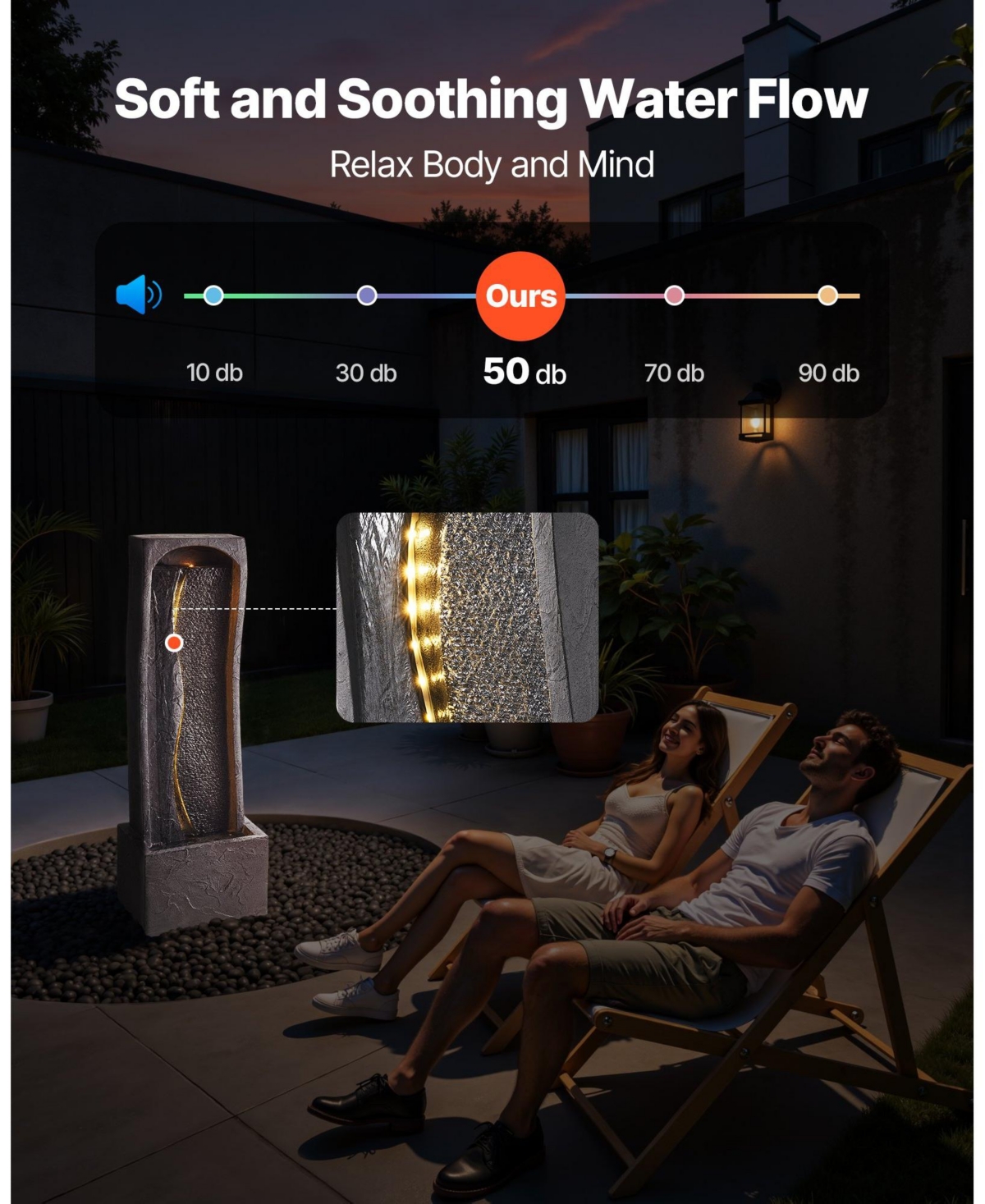 Slickblue Outdoor 1-Tier Rock Base Water Fountain for Garden or Patio