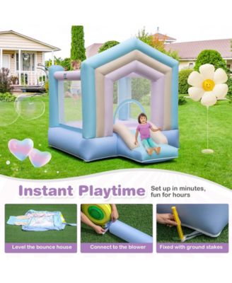 Kids Bounce House with Slide and Basketball Rim Bouncy Castle for Party without Blower