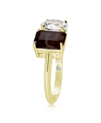 Suzy Levian Sterling Silver Gemstone Toi et Moi Two-Stone Ring