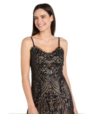 Women's Beaded Long Spaghetti Straps Dress