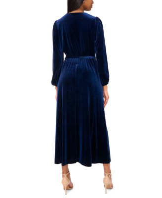 Women's Long-Sleeve Stretch-Velvet Dress