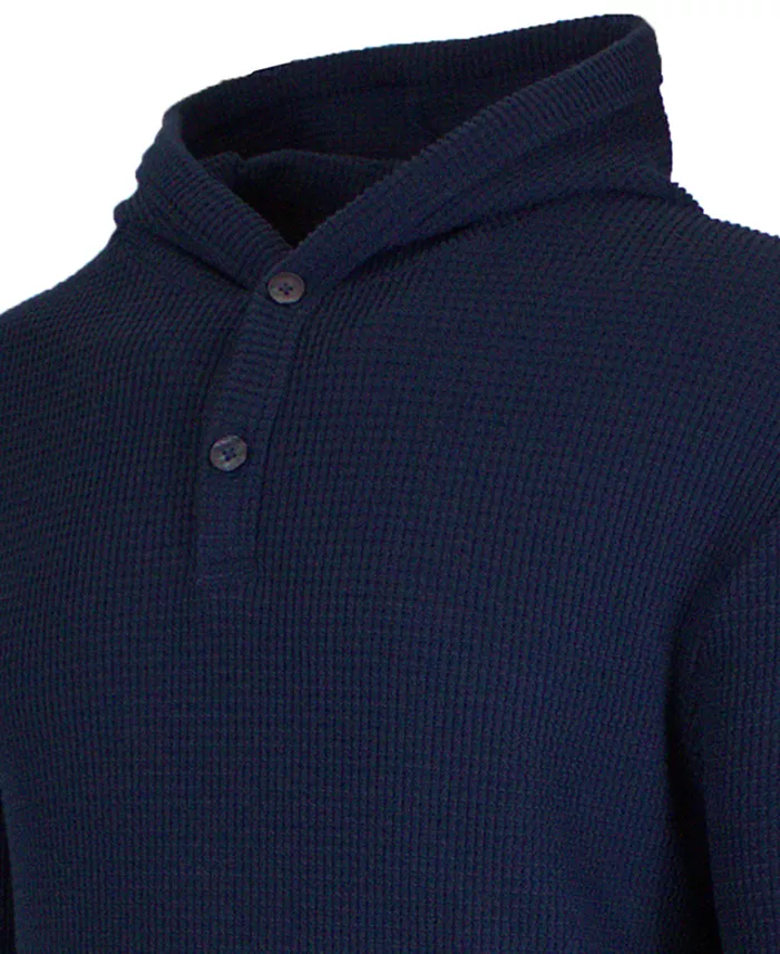 Men's Regular-Fit Waffle Knit Thermal Henley Hoodie - thumbnail 6