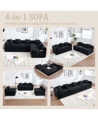 Convertible Folding Sofa Bed with Pillow Back Handrail and Memory Foam