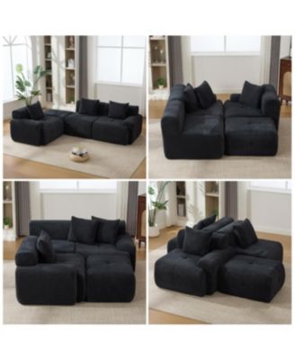 Streamdale 104.3" 4-Piece L-Shaped Upholstered Modular Sectional Sofa, Charcoal