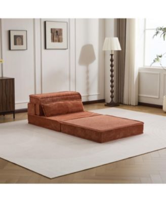 Streamdale Compression Sofa, Convertible Floor Sofa Bed, Modular Sectional Sofa, Orange