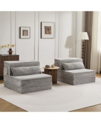 Streamdale Compression Sofa, Convertible Floor Sofa Bed, Light-grey