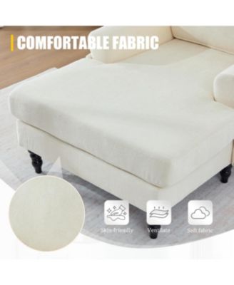 Modern Minimalist Chenille Chaise Lounge Recliner Sofa with Armrests & Storage