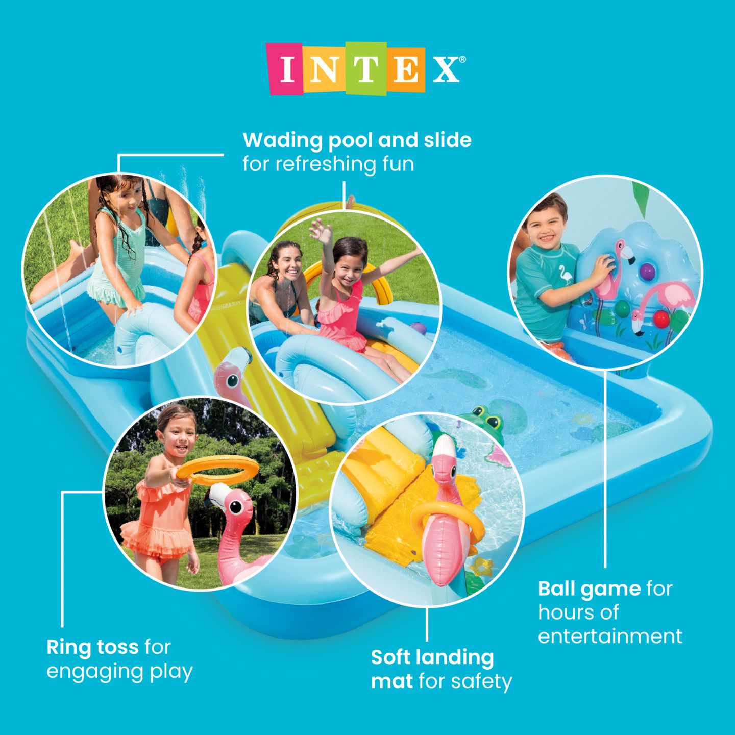 Детские игрушки Intex Jungle Adventure Inflatable Play Center with Water Slide and 100-Pack Plastic Balls, Ages 2+ — фото 3