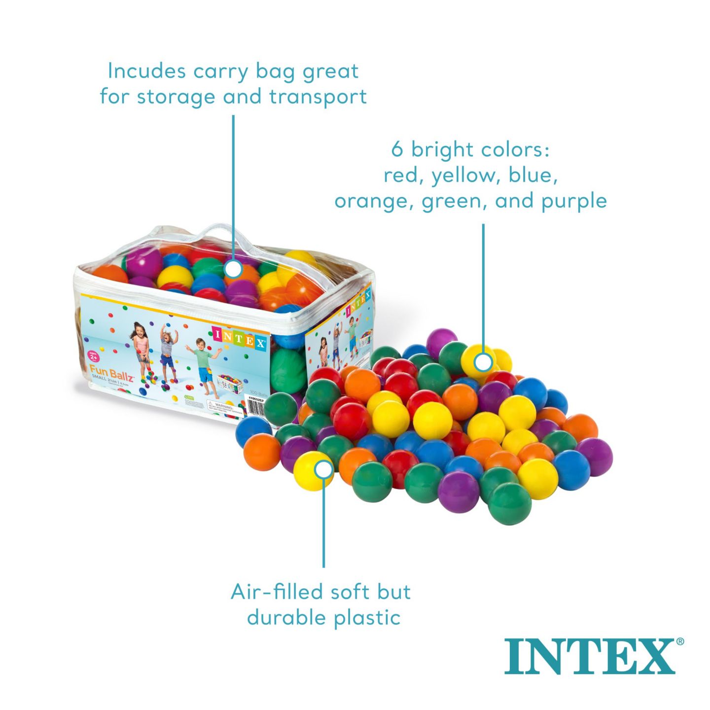Детские игрушки Intex Jungle Adventure Inflatable Play Center with Water Slide and 100-Pack Plastic Balls, Ages 2+ — фото 9