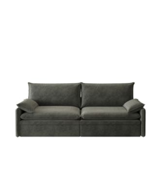 Streamdale 4-Seat Chenille Convertible Sleeper Sofa with Storage & USB, Dark Grey