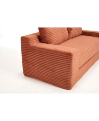 Streamdale Orange Corduroy Loveseat Sofa with Memory Foam & Steel Frame - Convertible 2-in-1 Design