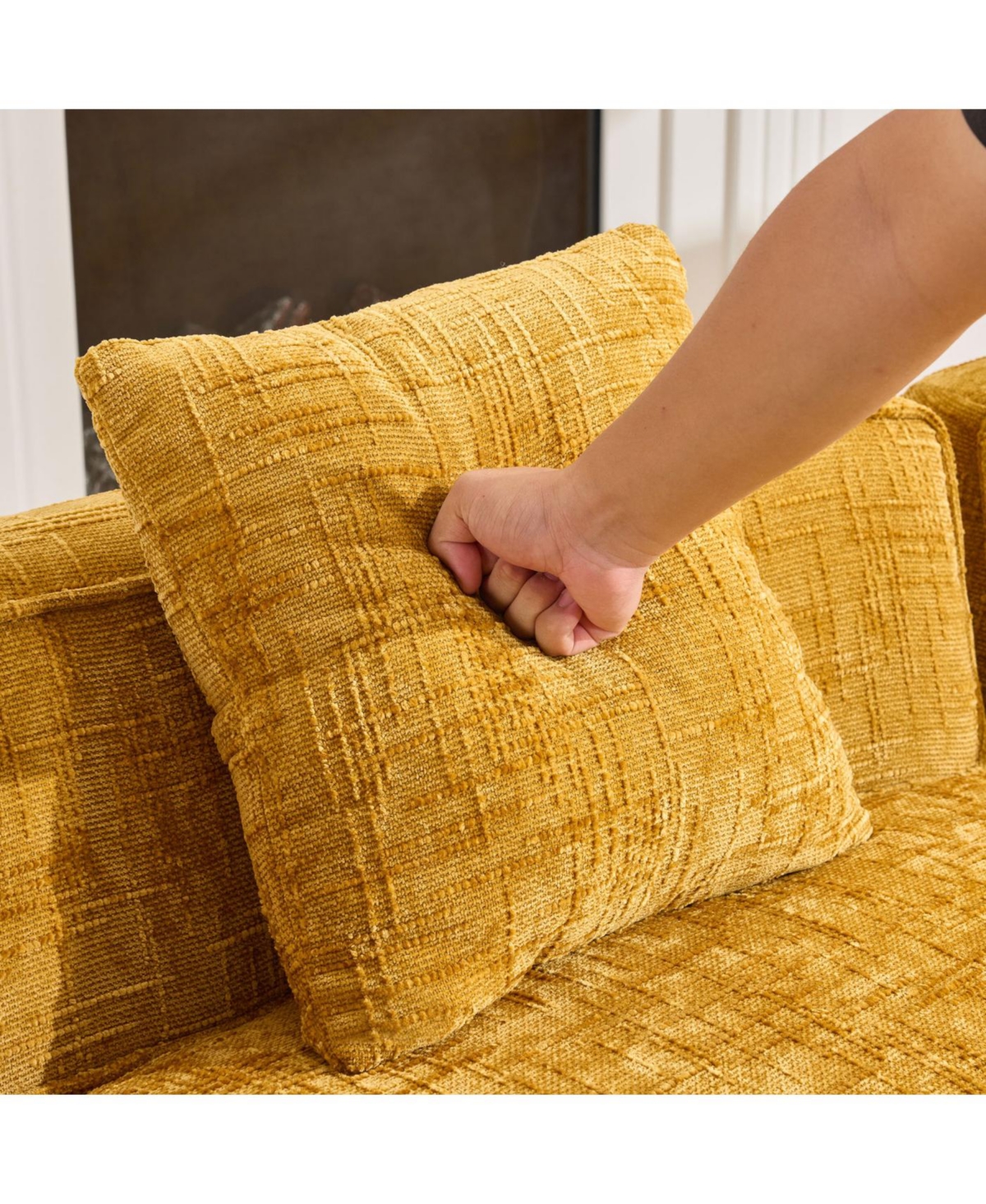 Streamdale Furniture Streamdale Yellow Curved Compressed Sofa - Nordic Design for Living Room