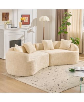 Streamdale Beige Curved Sofa, Nordic-style Design for Living Room, Comfortable & Soft