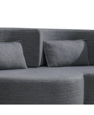 Streamdale Gray Teddy Bear Fabric Folding Sofa Bed Sleeper Futon