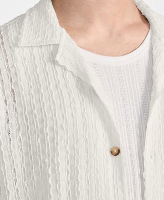 Men's Liam Regular-Fit Open-Knit Jacquard Button-Down Shirt