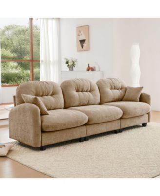 Streamdale Three-Seater Modular Chenille Sectional Couch with Tufted Cushions, Camel