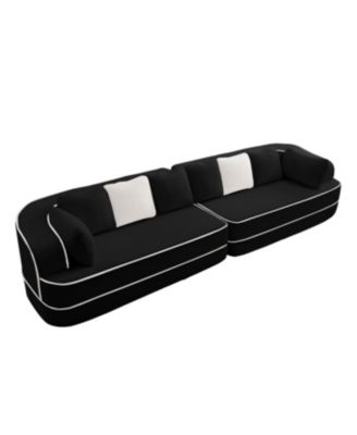 Streamdale Teddy Fabric 4-Seat Sofa, No Assembly, 32D High Density Sponge, Black