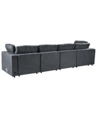 Upholstered Modular Sofa with Storage, USB, Wireless Charging & Bluetooth Speaker