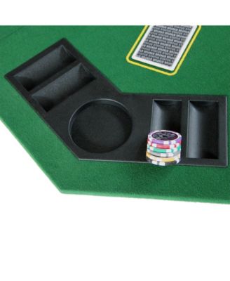 48" Octagon Folding Poker Tabletop with Cup Holders & Chip Racks for 8 Players, Texas Hold'em, Portable with Carry Case