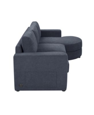 Streamdale Modern L-shaped Sofa Couch with Curved Chaise, USB & Storage, Blue