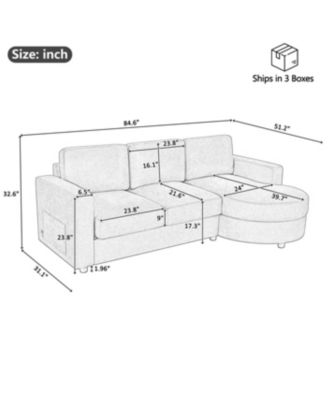 Streamdale Modern L-shaped Sofa Couch with Curved Chaise, USB & Storage, Blue