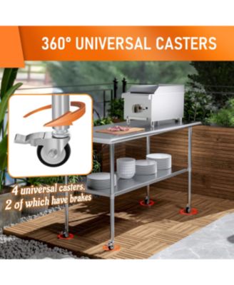 Streamdale Stainless Steel Prep Table 24" x 60" with Wheels & Adjustable Undershelf