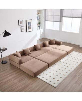 Streamdale Convertible Folding Sofa Bed with Pillow Back Handrail, Cloud Corduroy Mattress Sofa