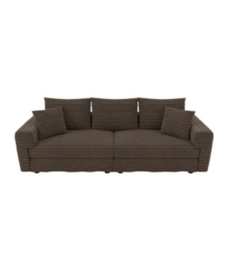 Streamdale Camel 82.7" Corduroy 3-Seat Sofa, Modern Comfy Cloud Couch with Soft Pillows