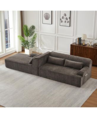 Chenille L-Shape Luxury Sectional Sofa, Comfy Sleeper Couch for Living Room