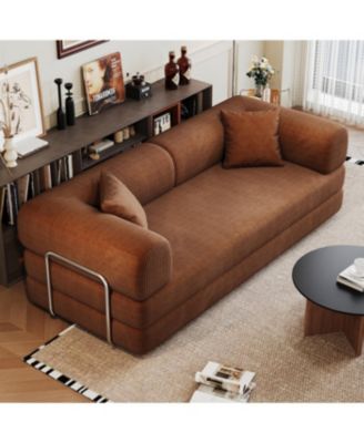 Streamdale Corduroy Compression Sofa Bed with Pillow Back Support, Brown