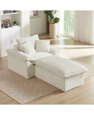 Streamdale Modern cushioned single seat sofa with footrest, white