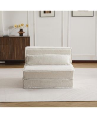 Compression Sofa, Convertible Floor Sofa Bed, White