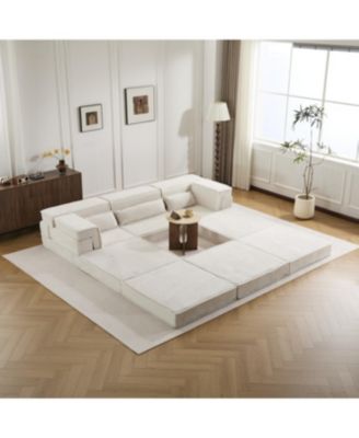 Streamdale Compression Sofa, Convertible Floor Sofa Bed, White