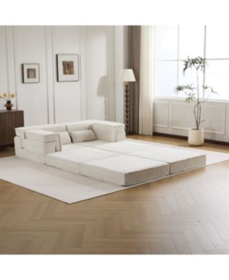 Streamdale Compression Sofa, Convertible Floor Sofa Bed, White