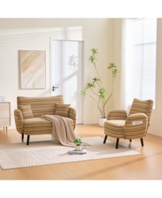 Streamdale Modern two-seater sofa with armrests, pillows, and storage pockets